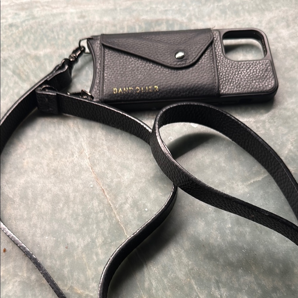 Black Bandolier 12 pro Phone Case with Strap